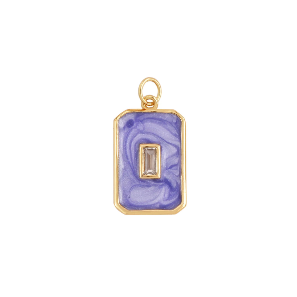 Rectangle Charm with Stone Inlay ~ Purple