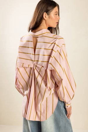 Kinzee Striped Oversized Woven Top