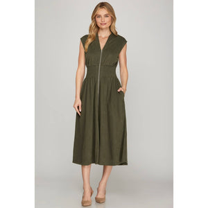 Mirissa Smocked Suede Midi