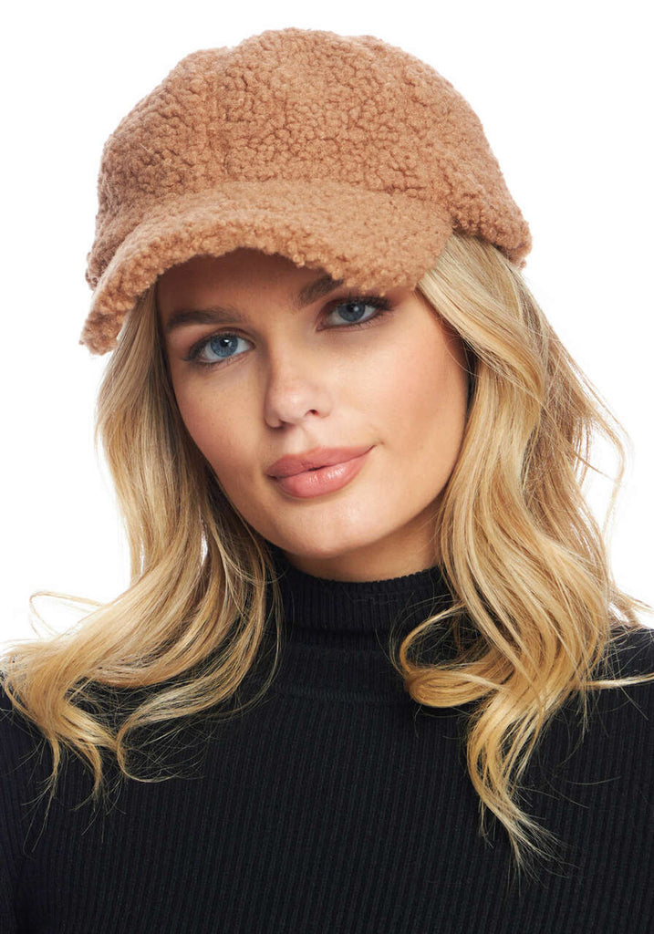 Camel Faux Sherpa Baseball Hat