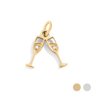 18K Gold Champagne Cheers Charm
