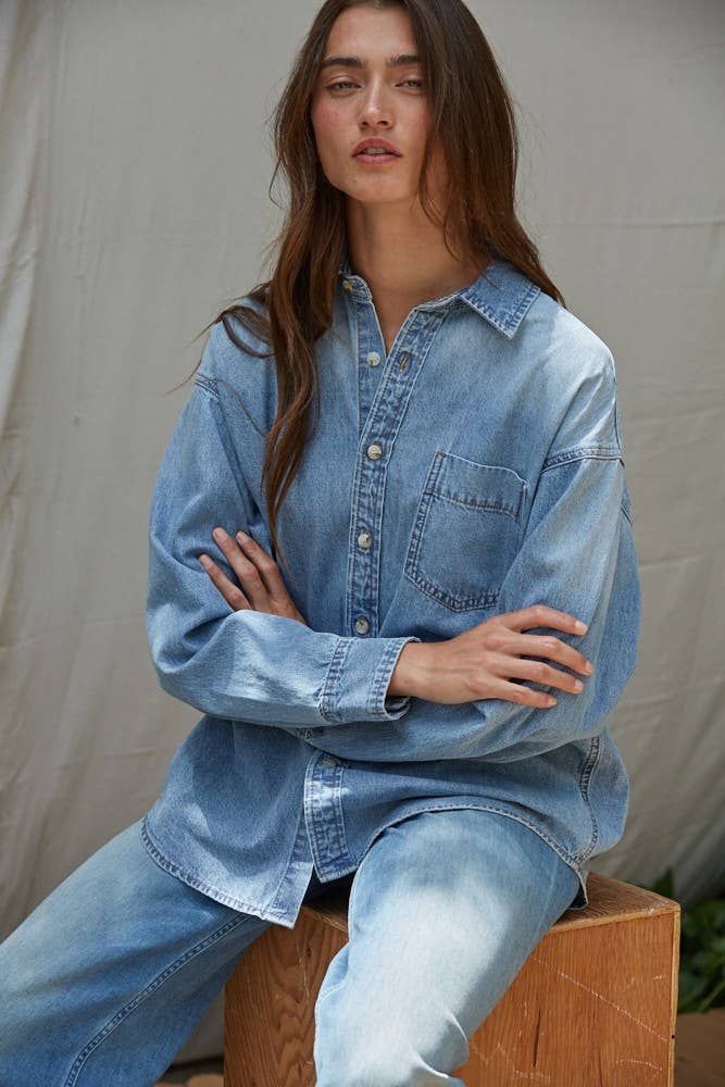 Gina Woven Chambray Top