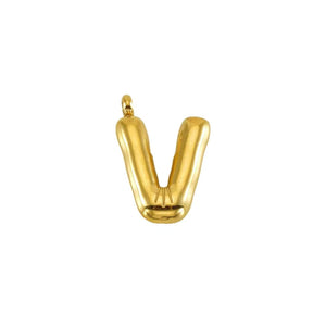 Puffy Gold Letter Pendant: V