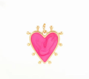 Pink Marbled Heart Charm