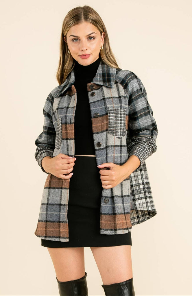 Plaid Button Up Jacket