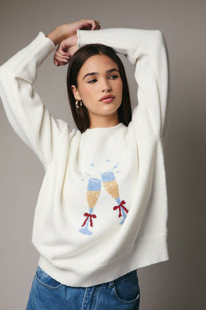 Jovie Round Neck Cheers Sweater