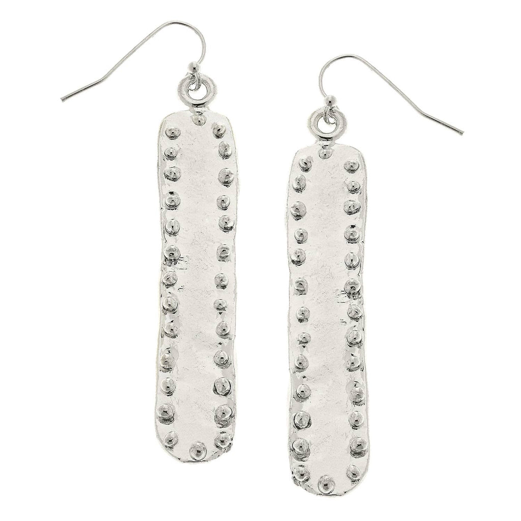 Large Silver Bar with Dots Earrings