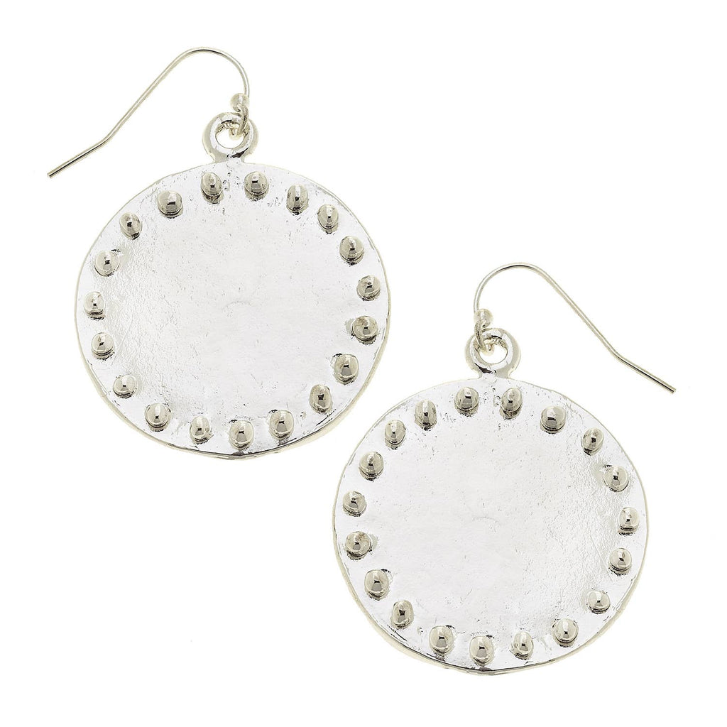 Large Silver Circle with Dots Earrings