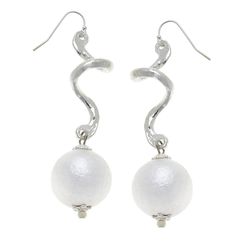 Silver and Cotton Pearl Earrings
