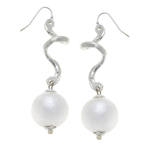 Silver and Cotton Pearl Earrings