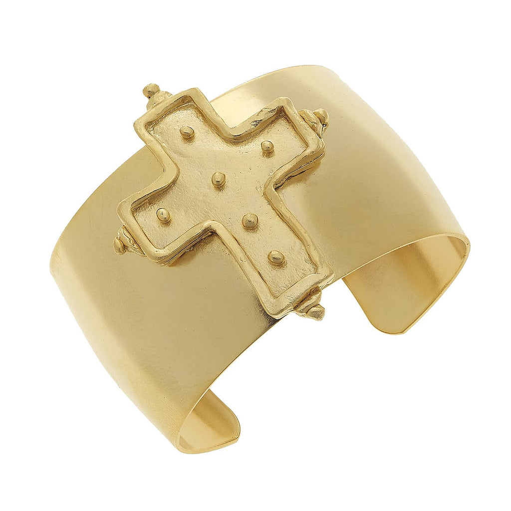 Gold Cross Cuff Bracelet