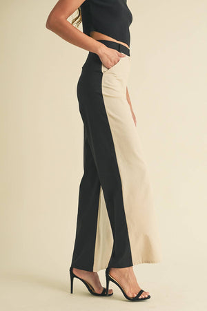Linen Color Block Trouser