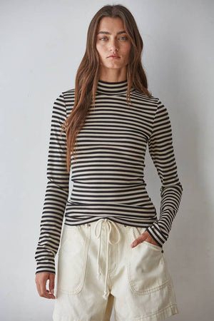 Zella Striped Mock Neck Top