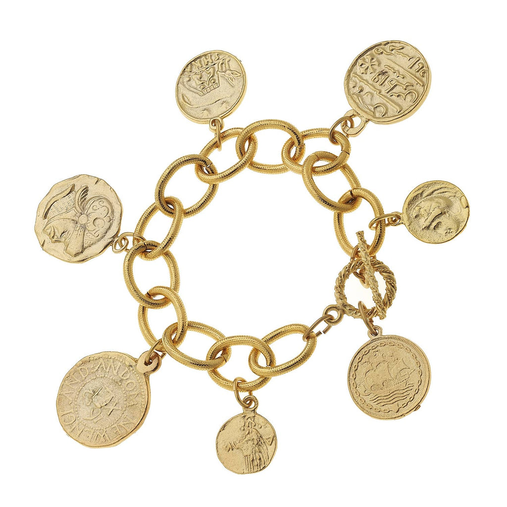 Gold Coin Charm Bracelet