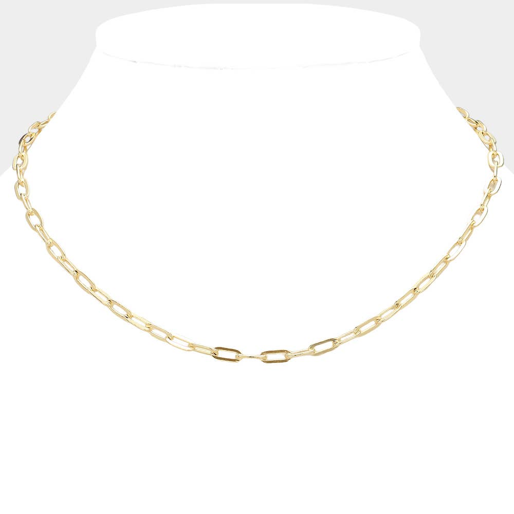 18K Gold Filled Hypoallergenic Metal Paperclip Chain Necklace