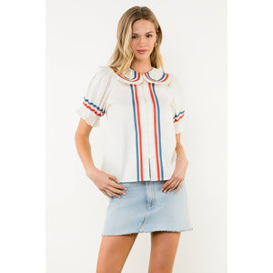 Karla Striped Puff Sleeve Top
