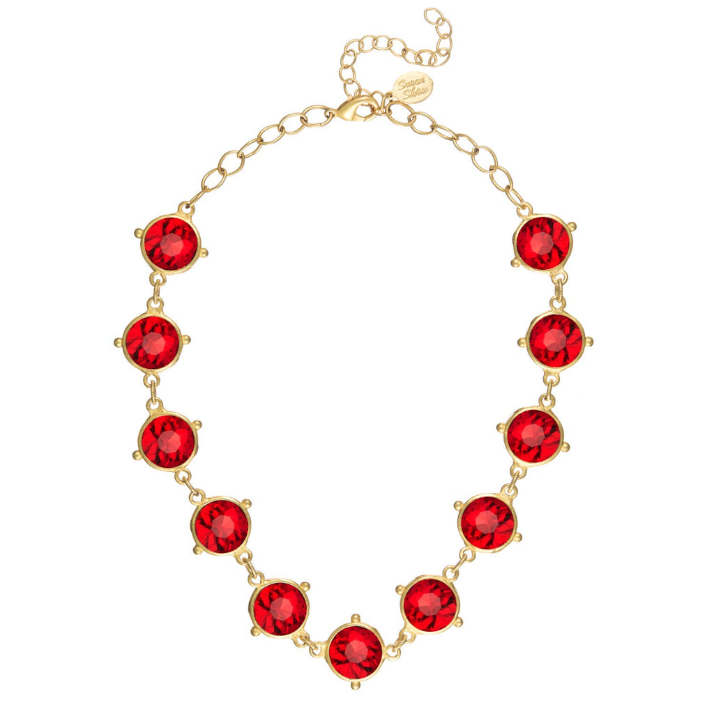 Red Round Crystal Choker Necklace