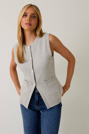 Crystal Button Knit Vest