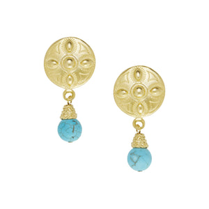 Gold 4 Bead Concho + Matte Turquoise Earrings