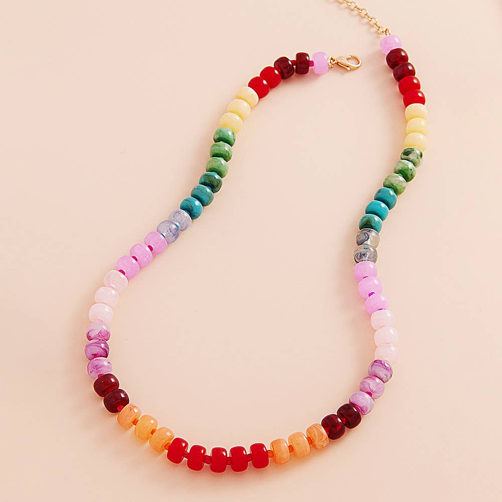 Ombre Flat Round Shaped Beaded Necklace
: Mlt1