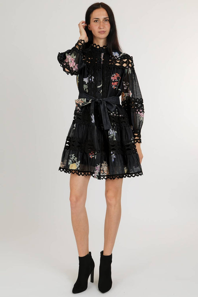 Ruby Floral Cutout Lace Mini Dress