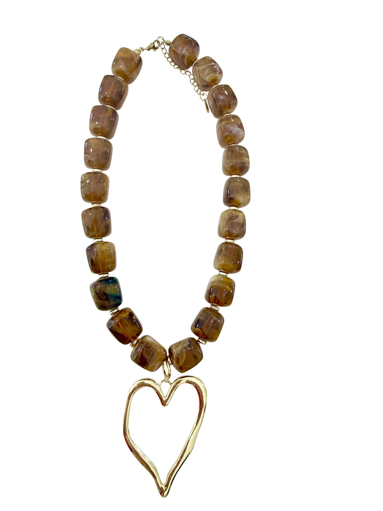 Conley Chunky Beaded Heart Necklace