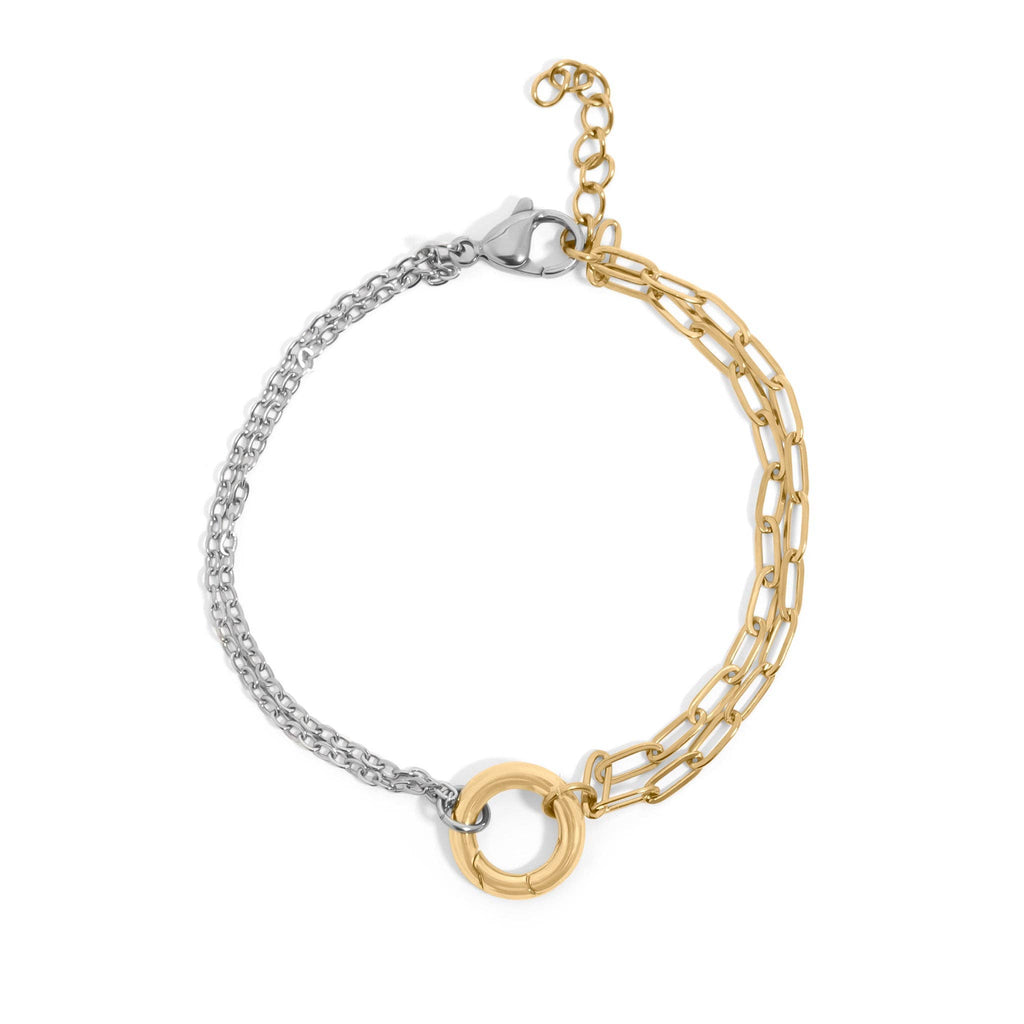 18K Gold PVD Mixed Metal Charm Bracelet