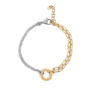 18K Gold PVD Mixed Metal Charm Bracelet