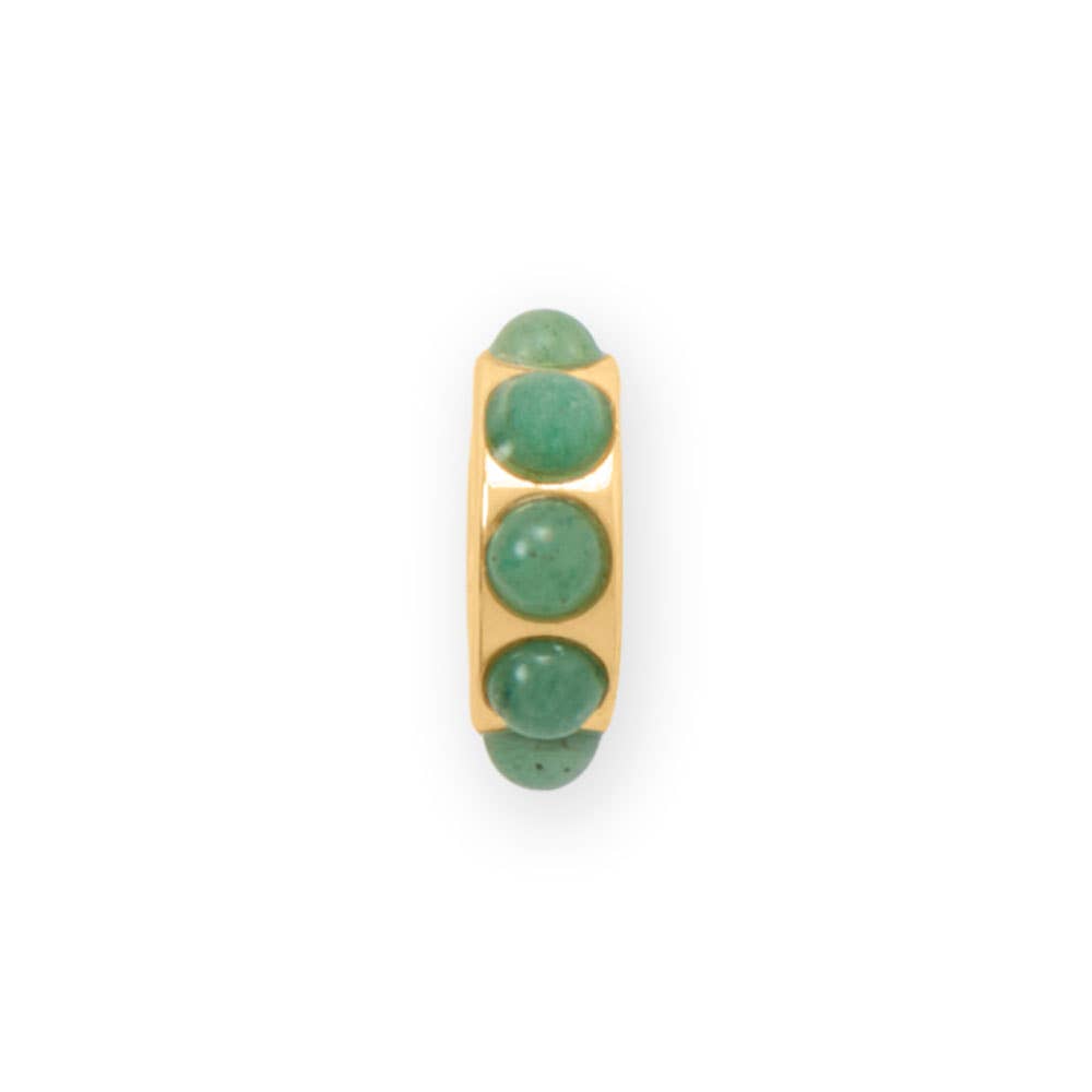14 Karat Gold Plated Green Aventurine Dotted Wheel Charm