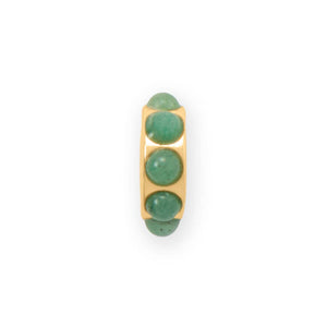 14 Karat Gold Plated Green Aventurine Dotted Wheel Charm