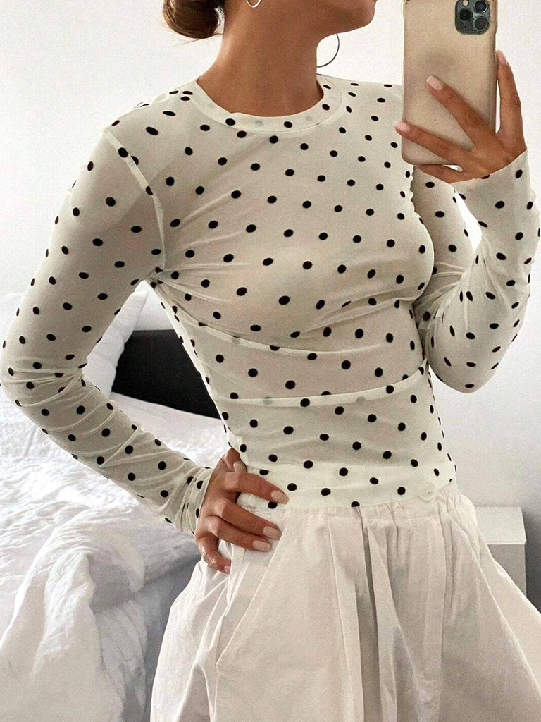 Dottie Sheer Mesh Cropped Blouse