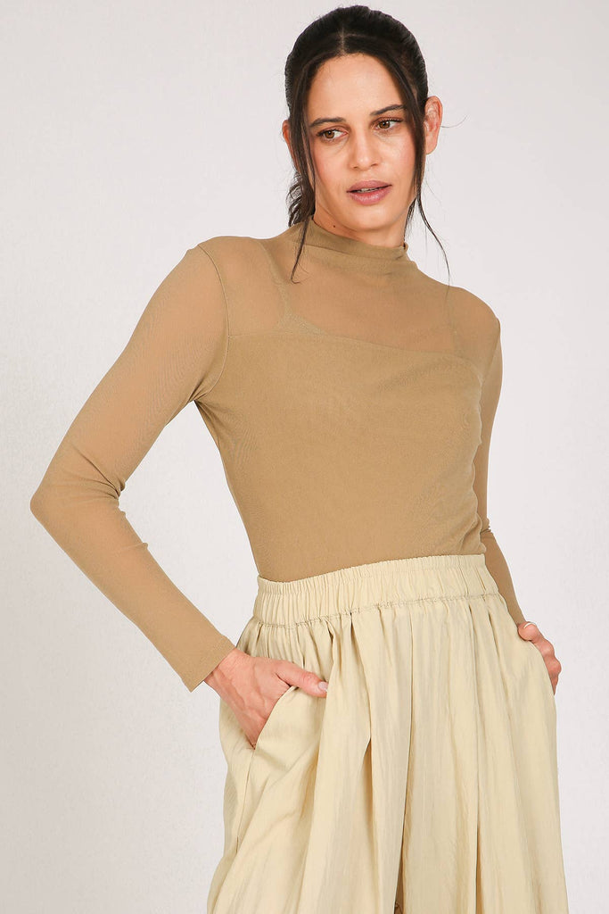 Carmen Sheer Turtleneck Top