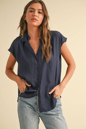 Button Down Cap Sleeve Top