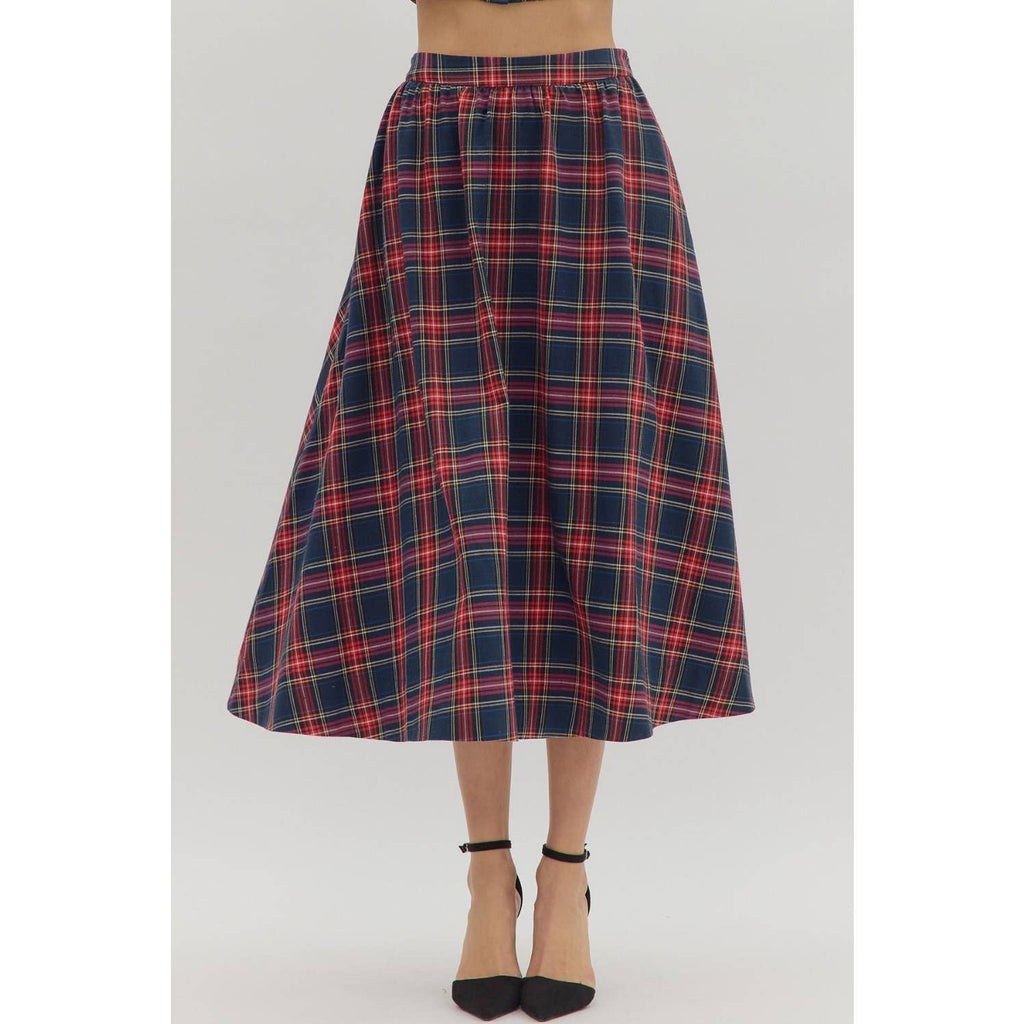 Mae Plaid Midi Skirt