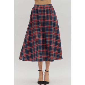 Mae Plaid Midi Skirt