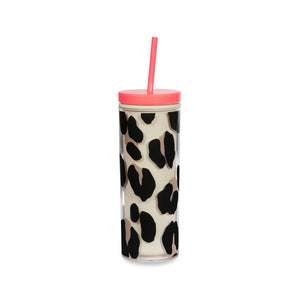 Acrylic Tumbler w/ Straw, Forest Feline