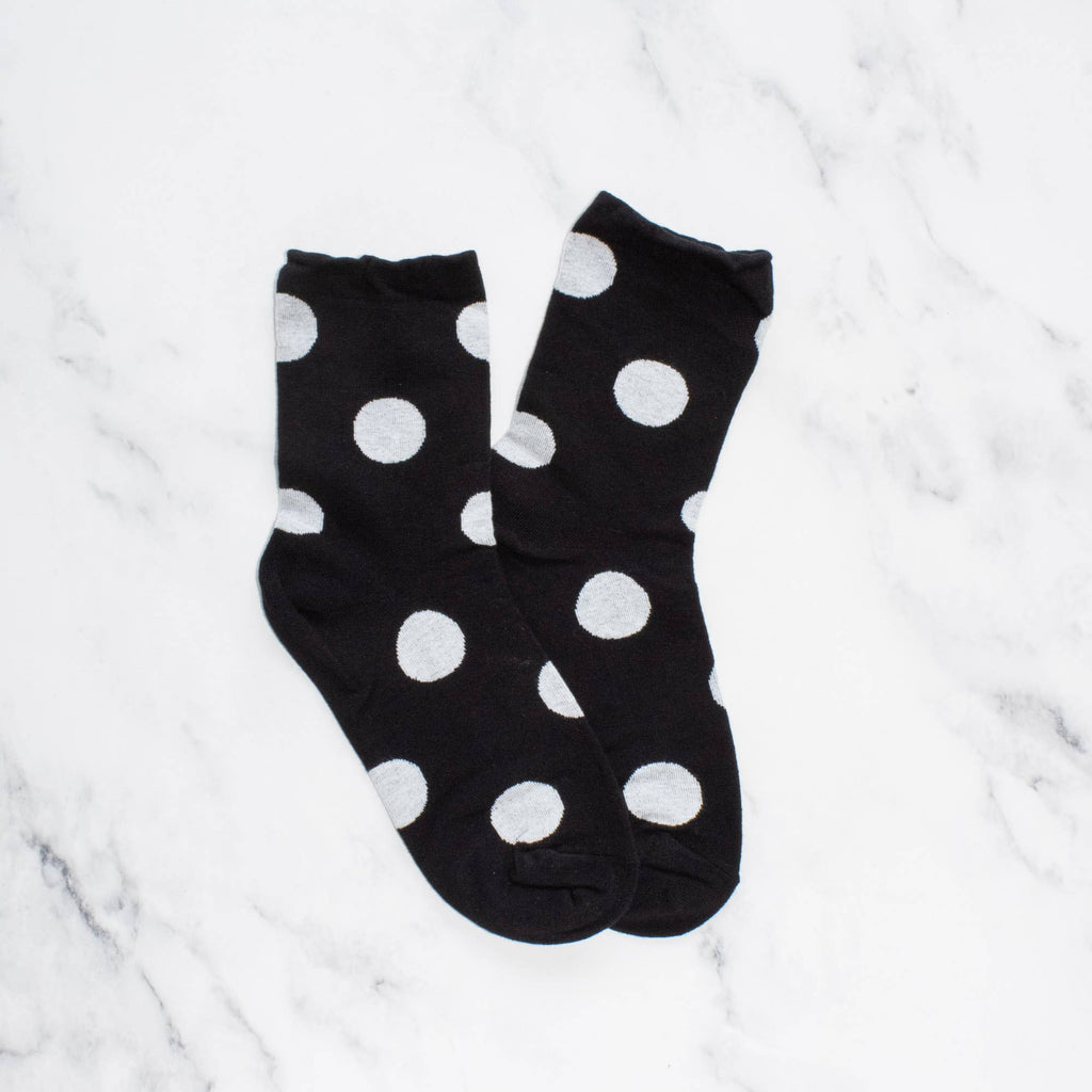 Women's Abstract Polka Dots Casual Socks: Black