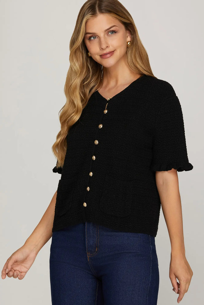 Kaia Ruffled Sleeve Sweater