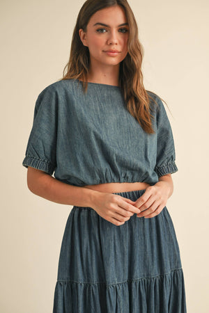 Candice Balloon Sleeve Denim Top
