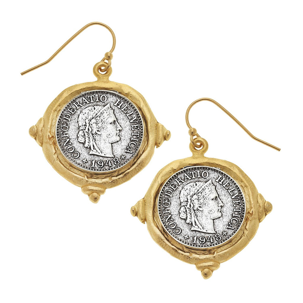 Gold and Silver Coin Wire Earrings