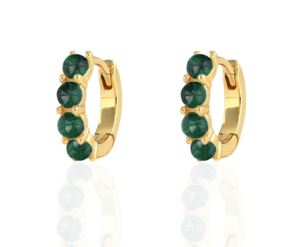 Malachite Huggie Hoop Earrings