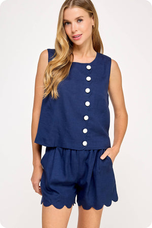 Bella Scallop Linen Top
