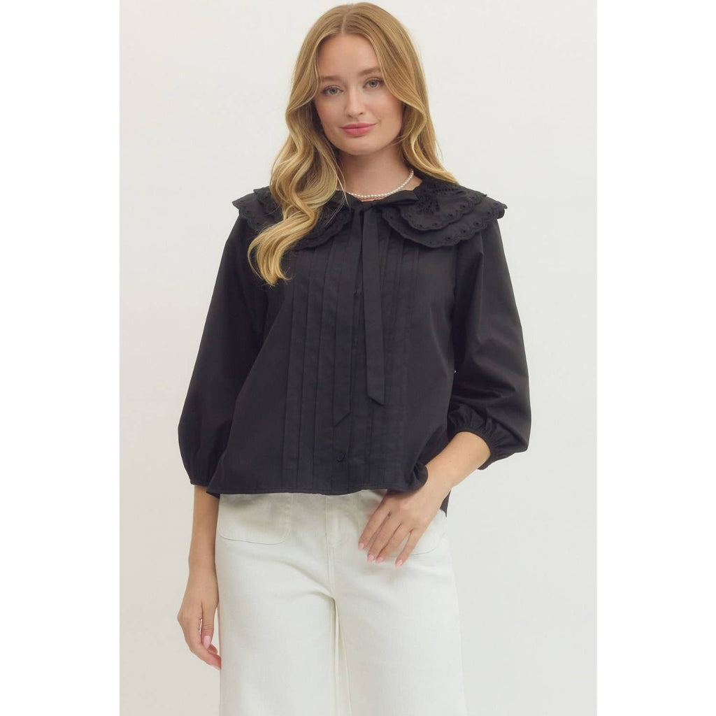 Carla Ruffle Collar Top
