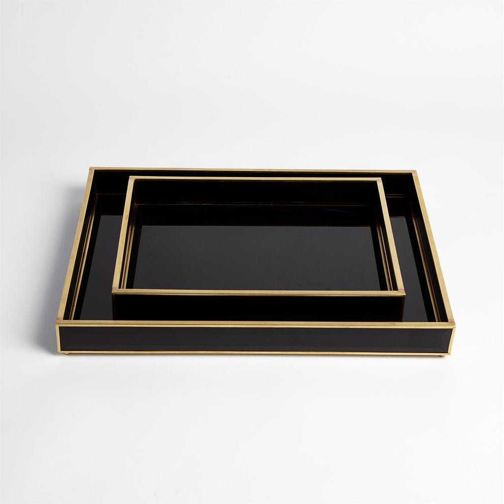 Beveled Black Glass Tray-Sm