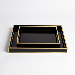 Beveled Black Glass Tray-Sm