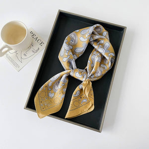 Cashew Print Yellow Silk Scarf