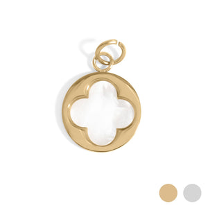 18K Gold Mother Of Pearl Floral Charm