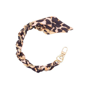 Gold Phone Chain with Scarf Leopard