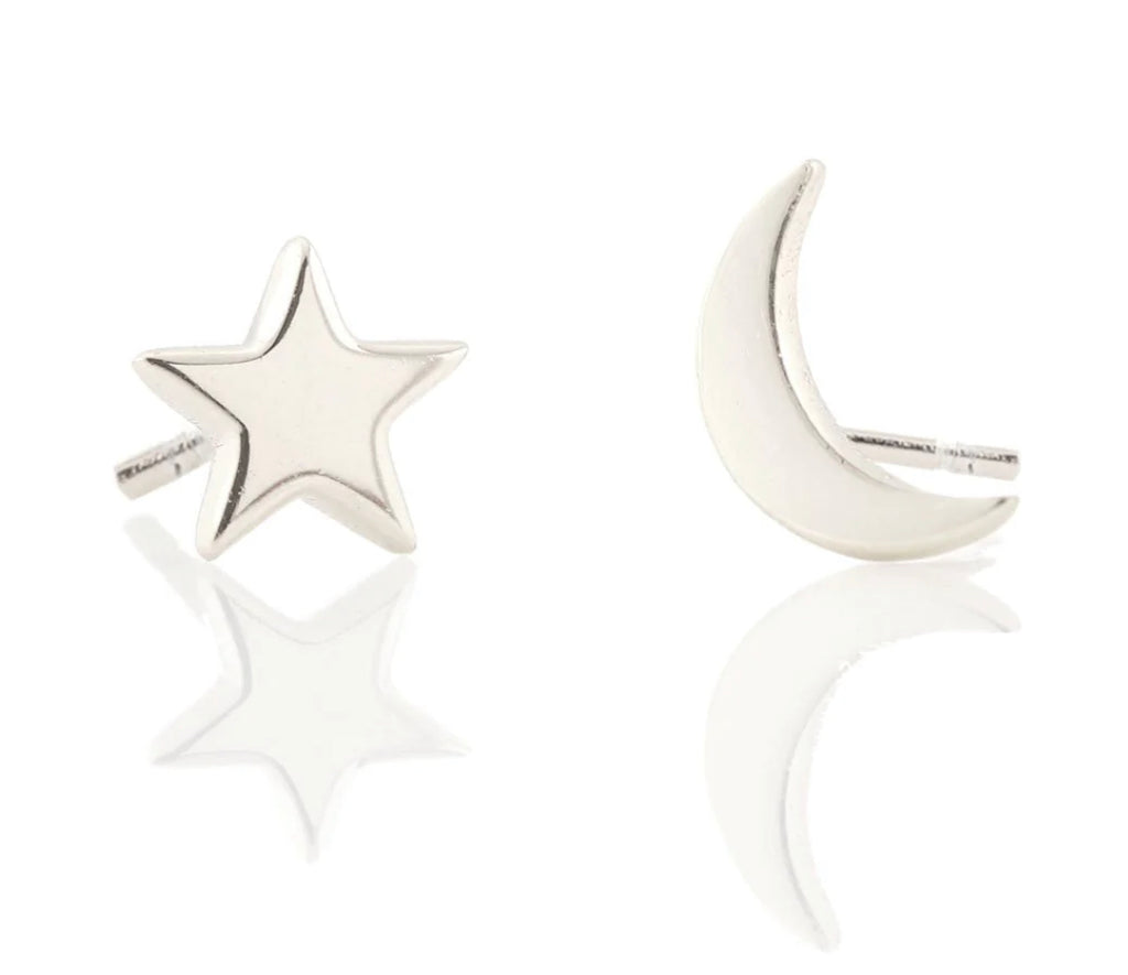 Star and Moon Stud Earrings