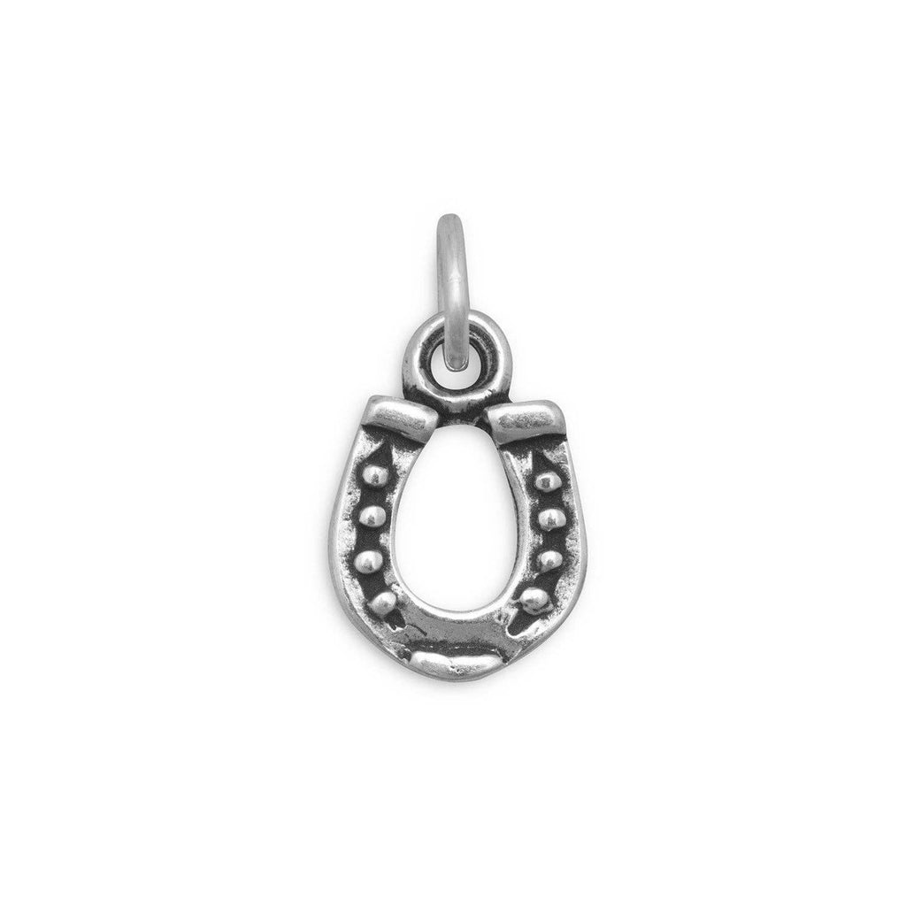 Silver or Gold Horseshoe Charm: Oxidized